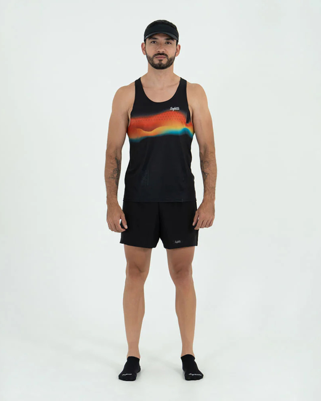 CAMISETA RUNNING SAFETTI BOREAL NEGRO ESTAMPADO MANGA SISA HOMBRE
