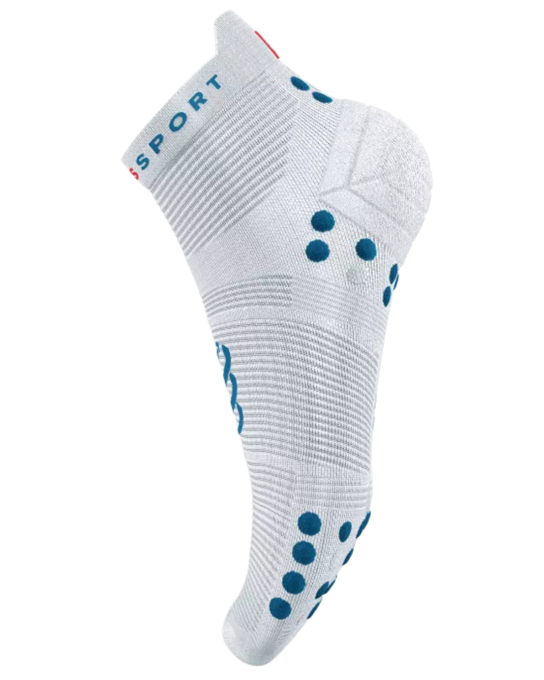 MEDIAS COMPRESSPORT PRO RACING V4.0 RUN LOW – BLANCO / AZUL UNISEX