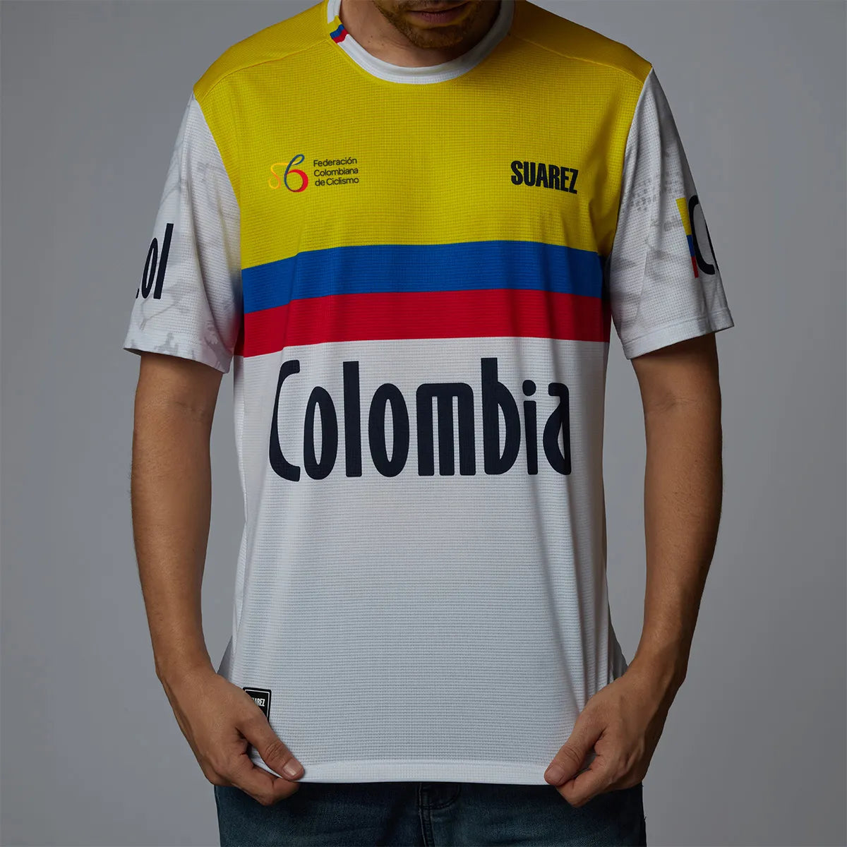 CAMISETA RUNNING SUAREZ PERFORMANCE COLOMBIA BLANCO HOMBRE
