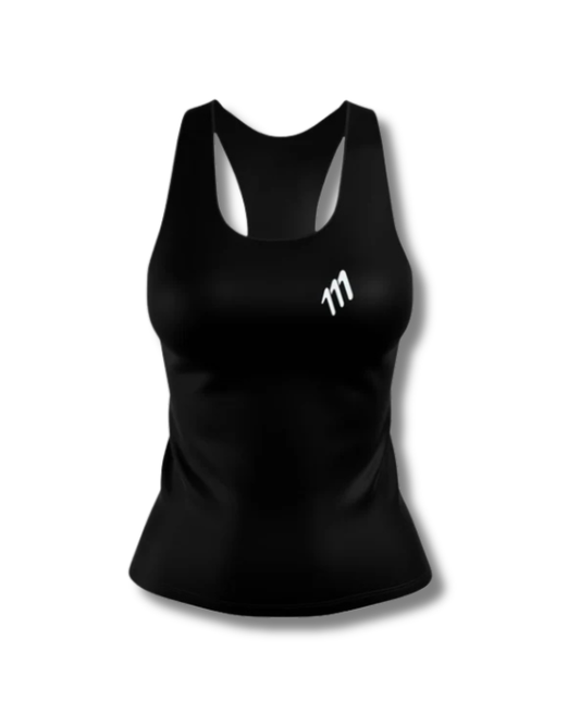 CAMISETA RUNNING 111 TANK  MANGA SISA NEGRO DAMA