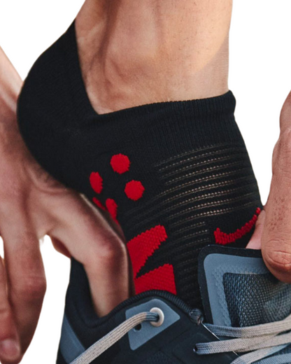 MEDIAS COMPRESSPORT NO SHOW - NEGRO/ROJO