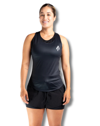 CAMISETA RUNNING 111 TANK  MANGA SISA NEGRO DAMA