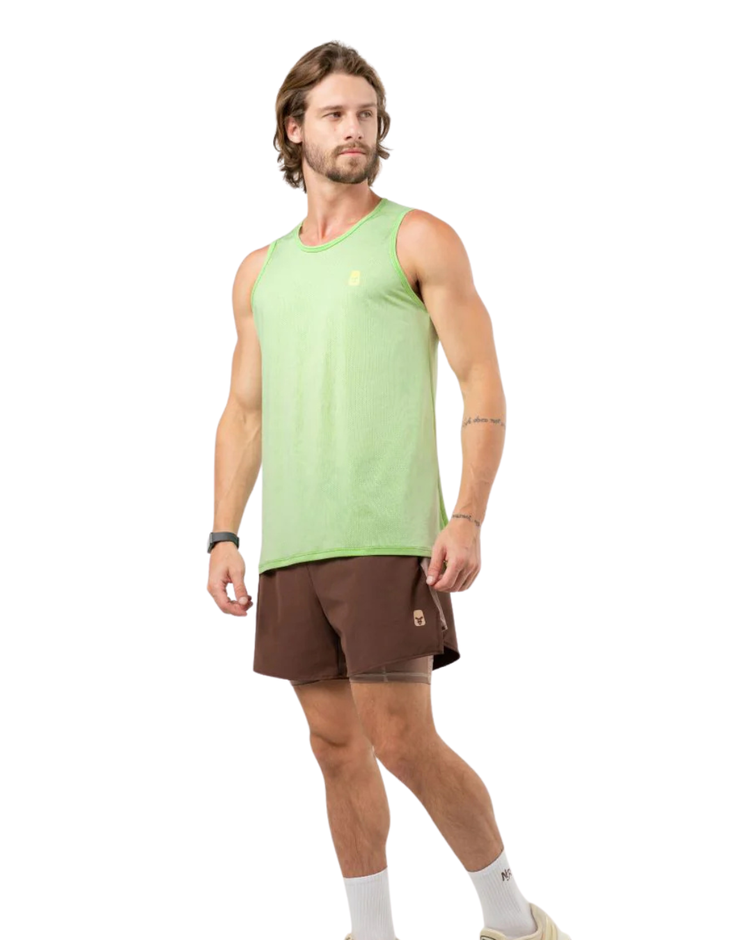 CAMISETA RUNNING NO RULES MANGA SISA NEON GREEN HOMBRE