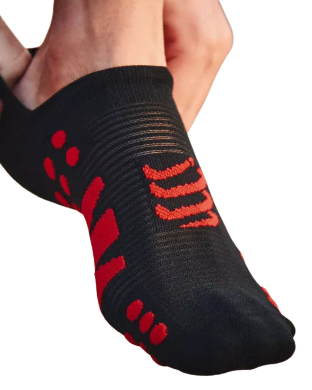 MEDIAS COMPRESSPORT NO SHOW - NEGRO/ROJO