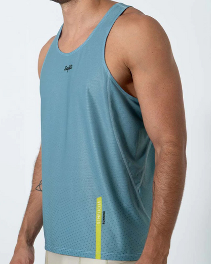CAMISETA RUNNING SAFETTI COOLMOTION AZUL POLVO MANGA SISA HOMBRE