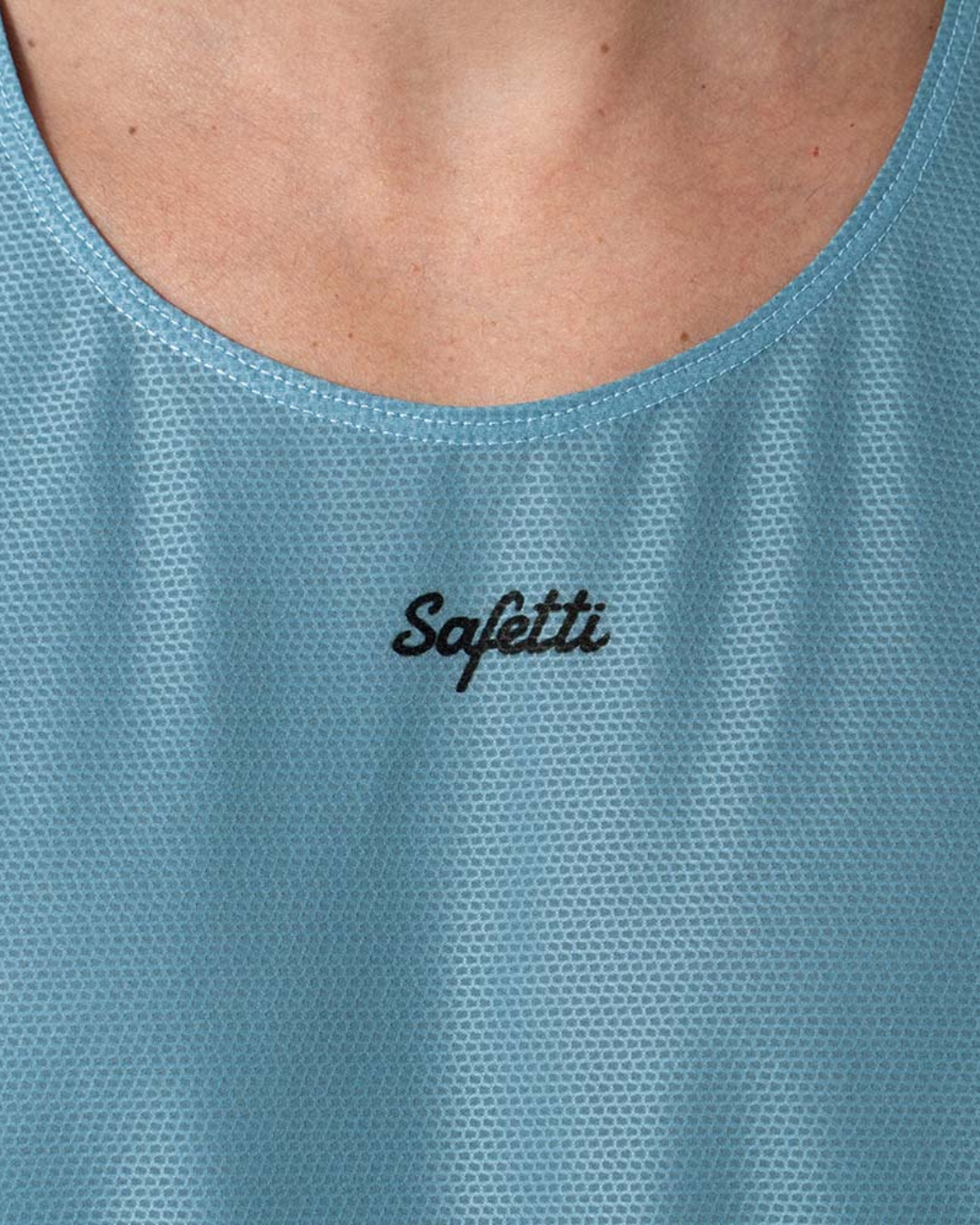 CAMISETA RUNNING SAFETTI COOLMOTION AZUL POLVO MANGA SISA HOMBRE