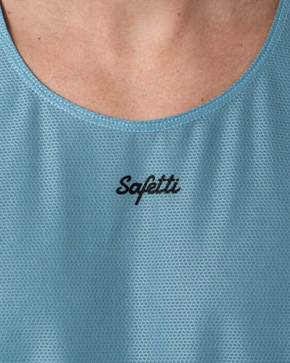 CAMISETA RUNNING SAFETTI COOLMOTION AZUL POLVO MANGA SISA HOMBRE