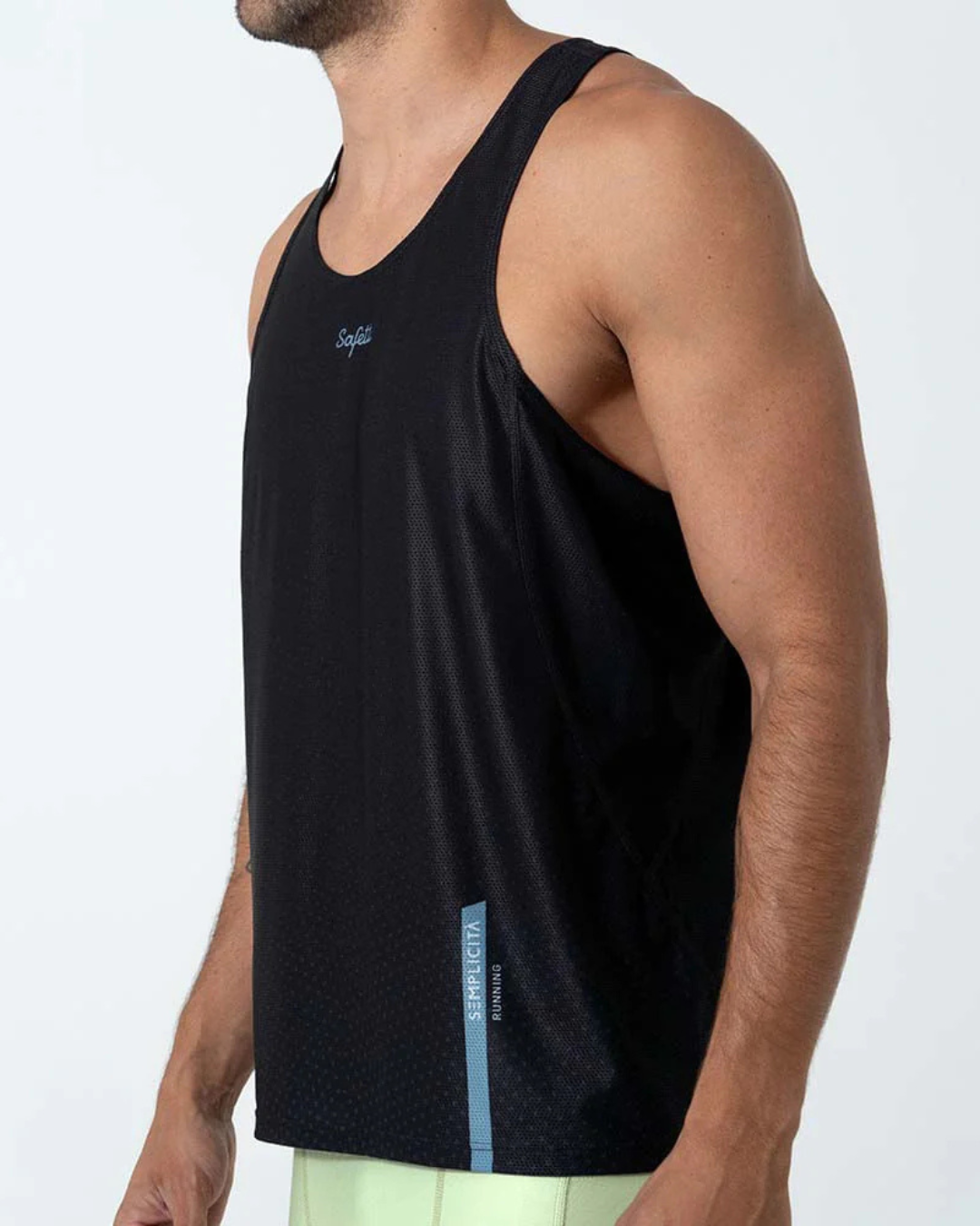 CAMISETA RUNNING SAFETTI COOLMOTION NERO MANGA SISA HOMBRE