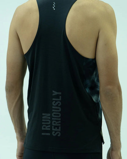 CAMISETA RUNNING SAFETTI BOREAL NEGRO ESTAMPADO MANGA SISA HOMBRE