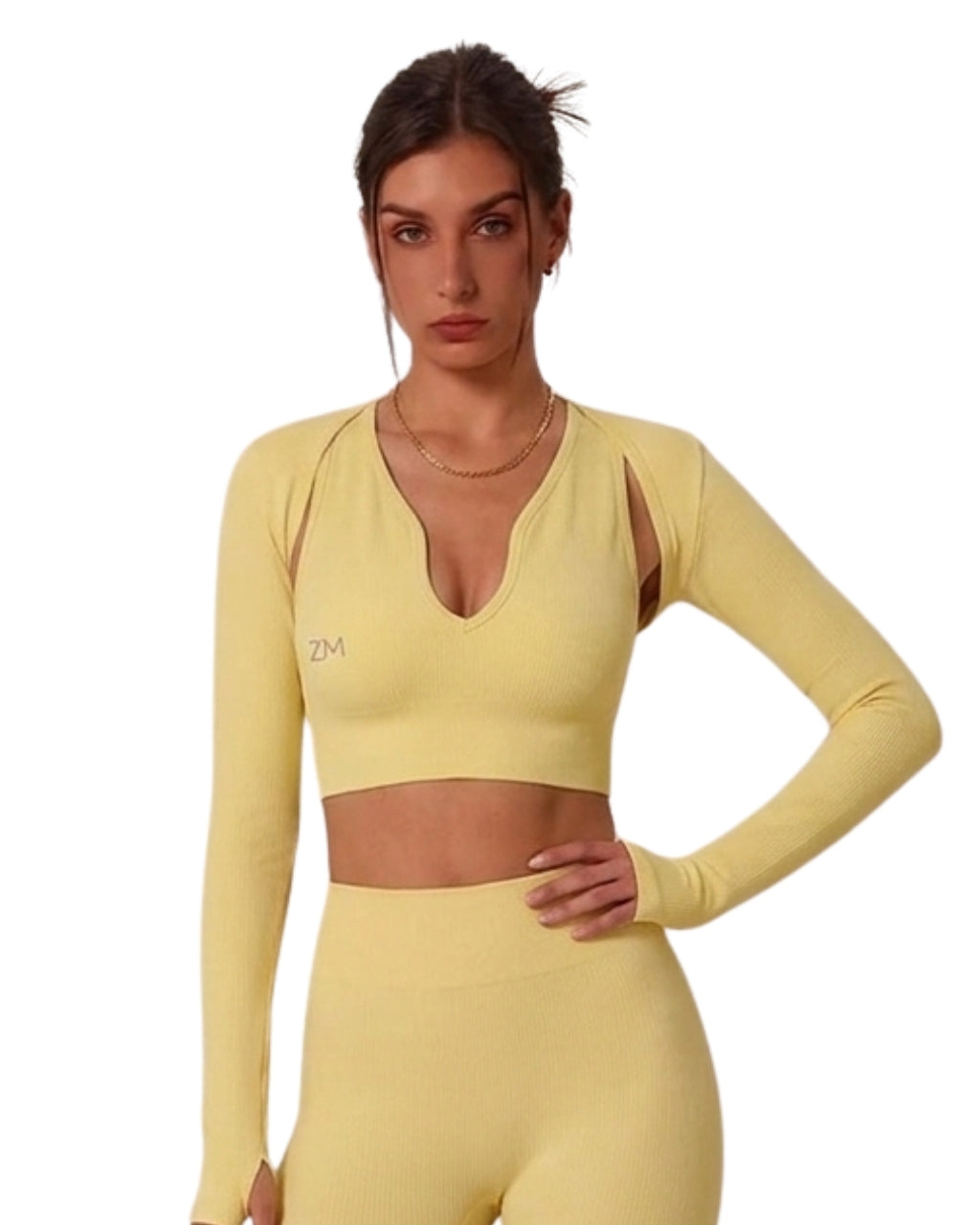 TOP MANGA LARGA RUNNING EM AMARILLO DAMA