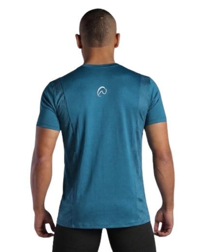 CAMISETA RUNNING NATIVOS MANGA CORTA DISEÑO AZUL PETROLEO HOMBRE