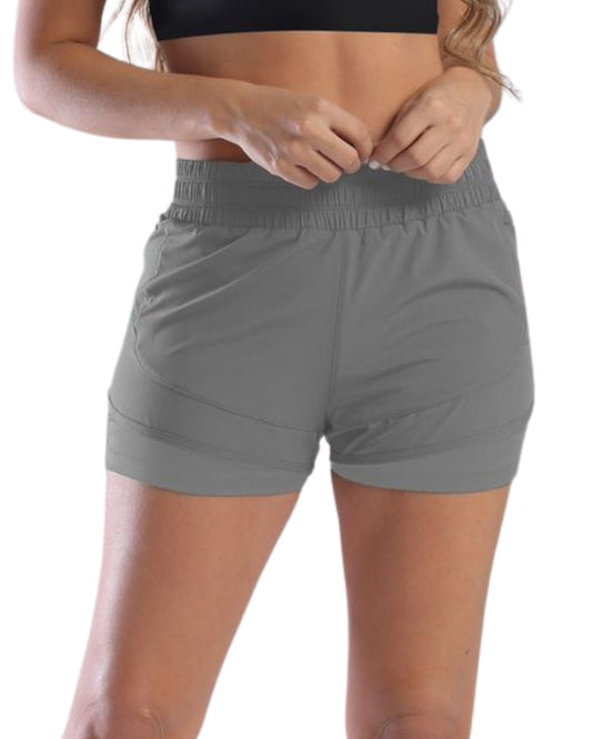 SHORT RUNNING NATIVOS CON LICRA GRIS DAMA