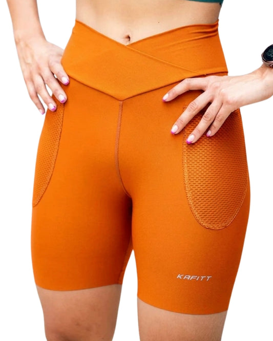 LICRA CORTA RUNNING KAFITT NARANJA DAMA